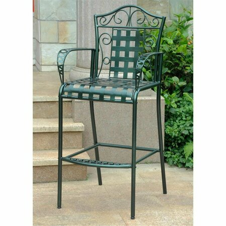 INTERNATIONAL CARAVAN Mandalay Iron Bar Height Chair, Verdi Green, 2PK 3467-2CH-HD-VG